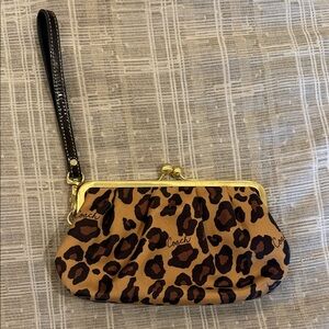Y2K Vintage Coach Brown Leopard Print Wristlet